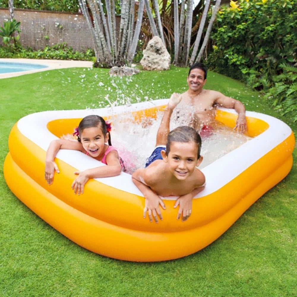 Trade Shop - Piscina Gonfiabile Family Mandarin 229 X 147 X 43 Cm 2 Anelli Arancione -