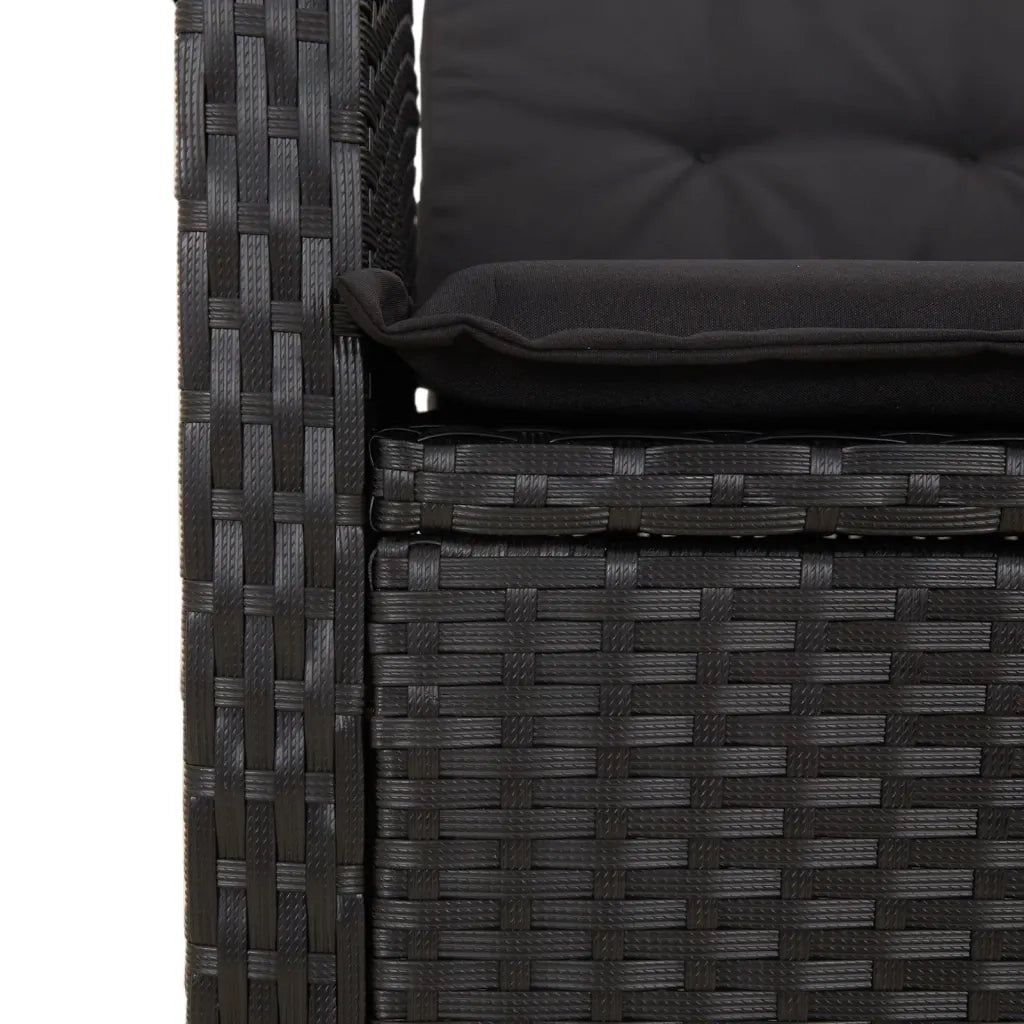 Set da Pranzo da Giardino 7 pz Nero con Cuscini in Polyrattan 3212316