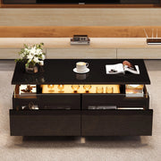 Tavolino da Caff¨¨ con LED e Cassetti ¨C MINIMAL ¨C Vetro Temperato, Nero, 90x45x35.5 cm