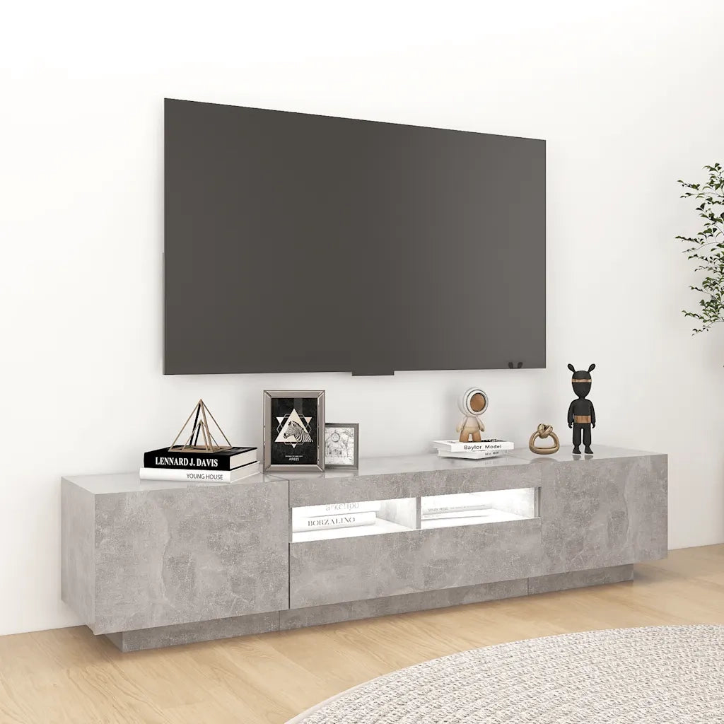 Mobile TV | Armadietto TV | Mobile Porta TV con Luci LED Grigio Cemento 180x35x40 cm