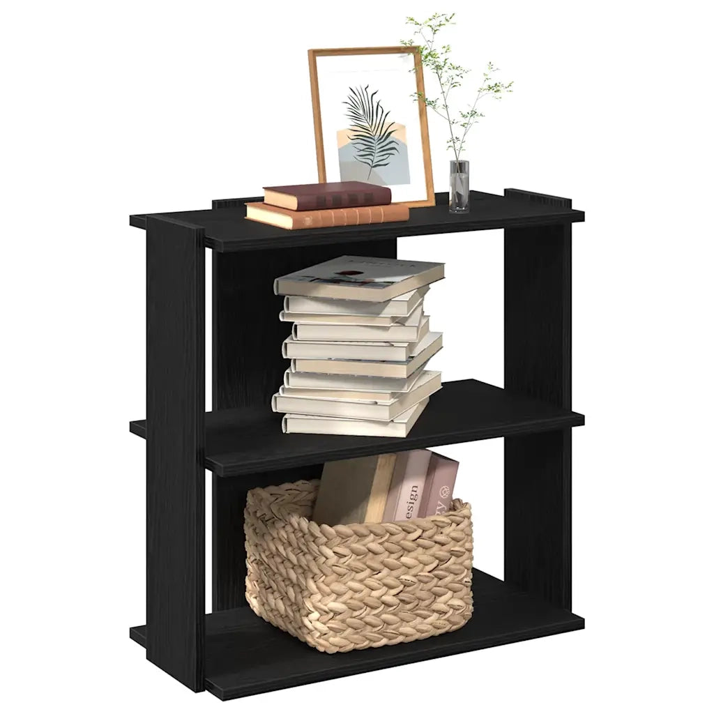 Libreria a 3 Ripiani-Scaffale per Libri-Mobile di Stoccaggio Nera 60x30x80 cm in Legno Multistrato