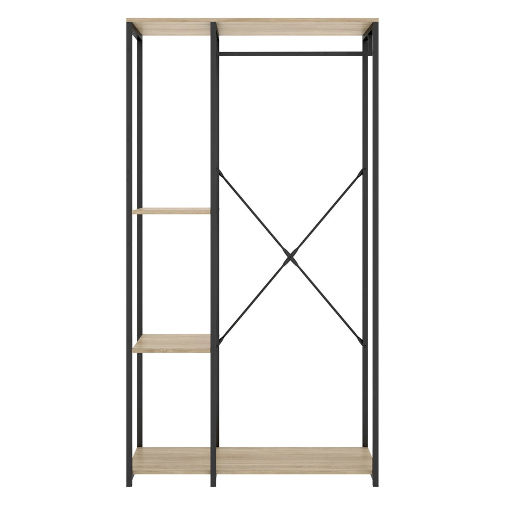 Armadio Camera da Letto Clovis, Guardaroba Grande 3 Ripiani, 40x167h cm Marrone Rovere