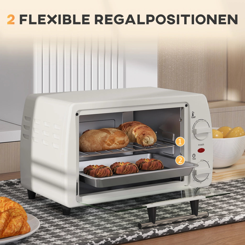 Mini forno tostapane ¨C Xylo ¨C 10L, timer, griglia e teglia, 36,5x26x22 cm, crema