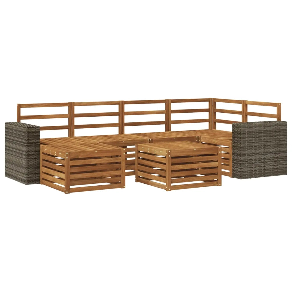 Set divano sezionale 6 pcs Naturale Legno di Acacia Massello