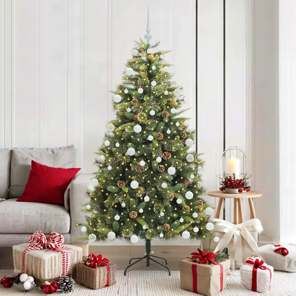 Albero di Natale artificiale pieghevole con coni Verde 180 cm 3395092