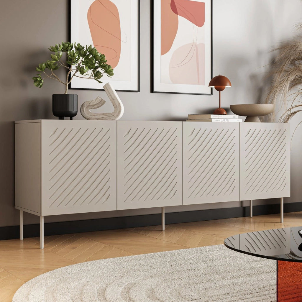 Madia Carema, Credenza 2 Ripiani, 200.5x42x75h cm Beige