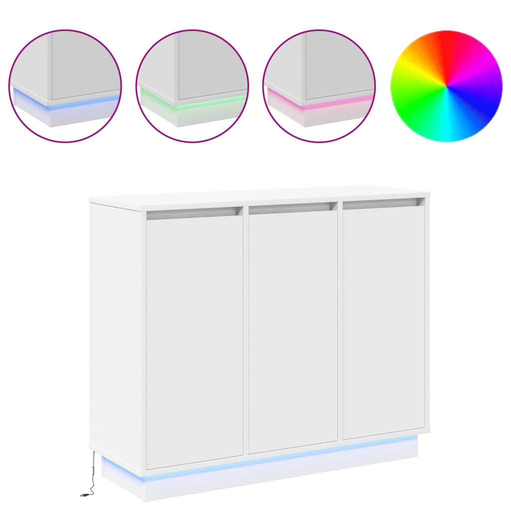 Sideboard  con LED Bianco 90x32x75 cm in legno ingegnerizzato