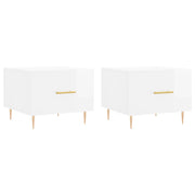 2 pz Tavolini salotto | Tavolino da caff¨¨ | Tavolino da Soggiorno Bianco Lucido 50x50x40cm Legno Multistrato