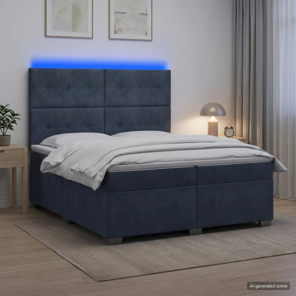 Letto box spring con materasso Grigio Scuro 200 x 200 cm 3455175