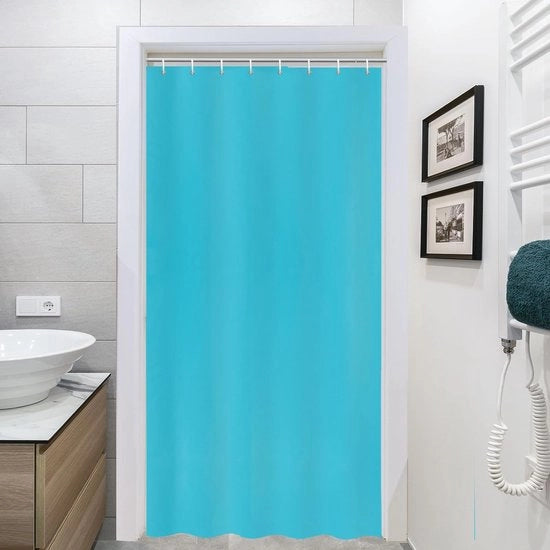 Douchegordijn in tessuto, antimuffa, idrorepellente, lavabile in lavatrice, larghezza 120 x altezza 200 cm, acqua blu