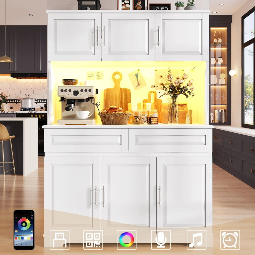 Armadio Cucina con LED e Ripiani Regolabili ¨C Xylo ¨C Bianco, 108x40x180 cm