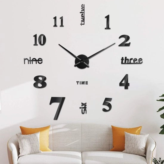 Orologio da Parete 3D Grande XXL da Appendere - Sticker Moderno per Decorazione di Casa, Cucina, Camera da Letto, Ufficio (60-120cm)