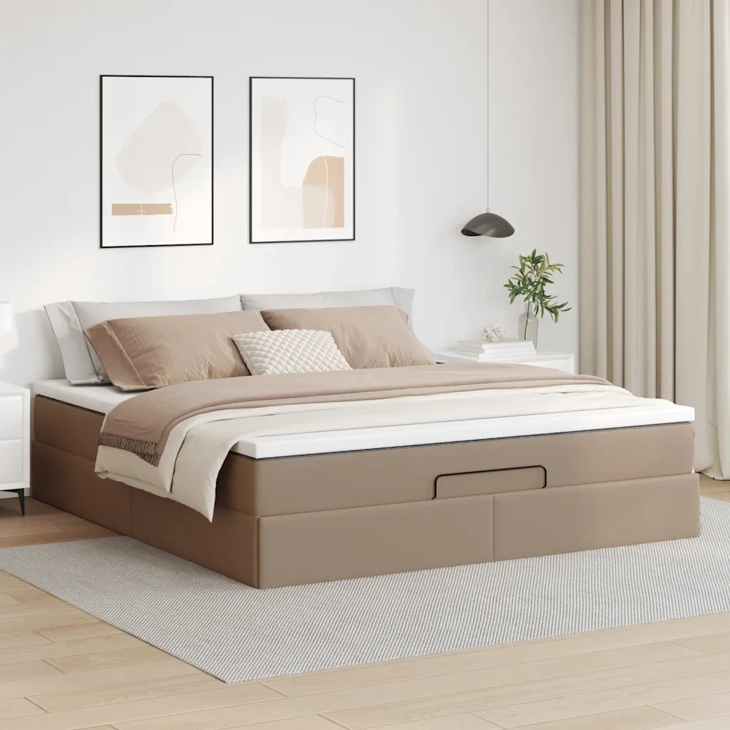 vidaXL Struttura Letto Pouf con Materasso 160x200 cm Similpelle