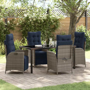 Set da Pranzo per Giardino 5 pcs Grigio e Nero Rattan 3380585