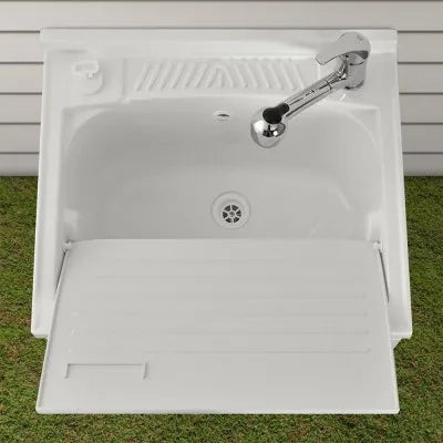 Mobile lavatoio 60x50 bianco con serranda vasca e asse lavapanni