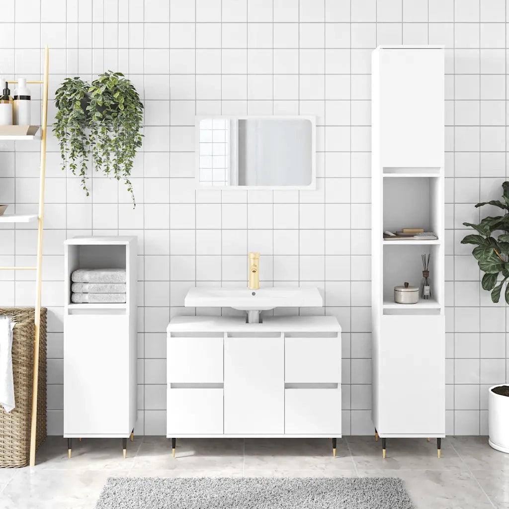 Mobile da Bagno Bianco 80x33x60 cm in Legno Multistrato 831644