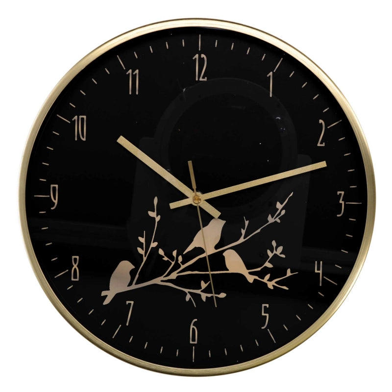 Orologio alluminio ramo nero tondo cm ø31,6h4,9