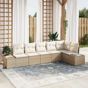 Set di divani da giardino a 6 pezzi con cuscini beige in polyrattan