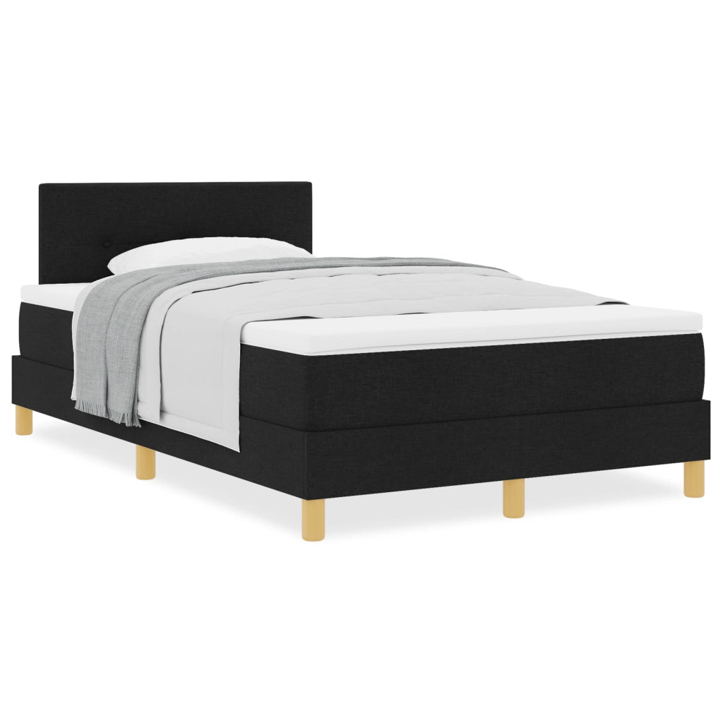 Letto Box Spring con Materasso Nero 120x190 cm Tessuto
