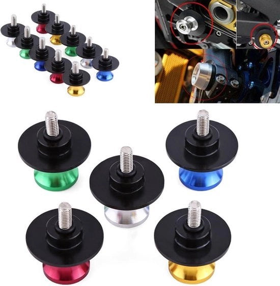 Supporto a Spool per Sospensione Posteriore a Braccio Articolato 6/8/10mm Blu (6 mm) - Set a 2 Pezzi - Per Motocicletta CNC Sospensione Posteriore.