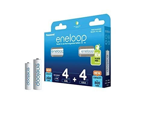Eneloop BK-KJMCDE44E Batterie Ricaricabili Ni-MH 4x AA 2000 mAh 4x AAA 800 mAh colore Nero