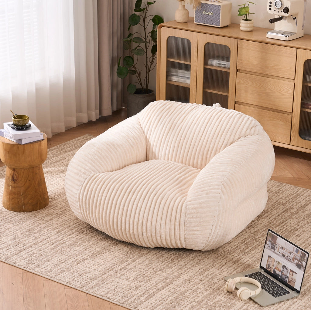 Sitzsack in velluto a coste beige; imbottito; senza montaggio