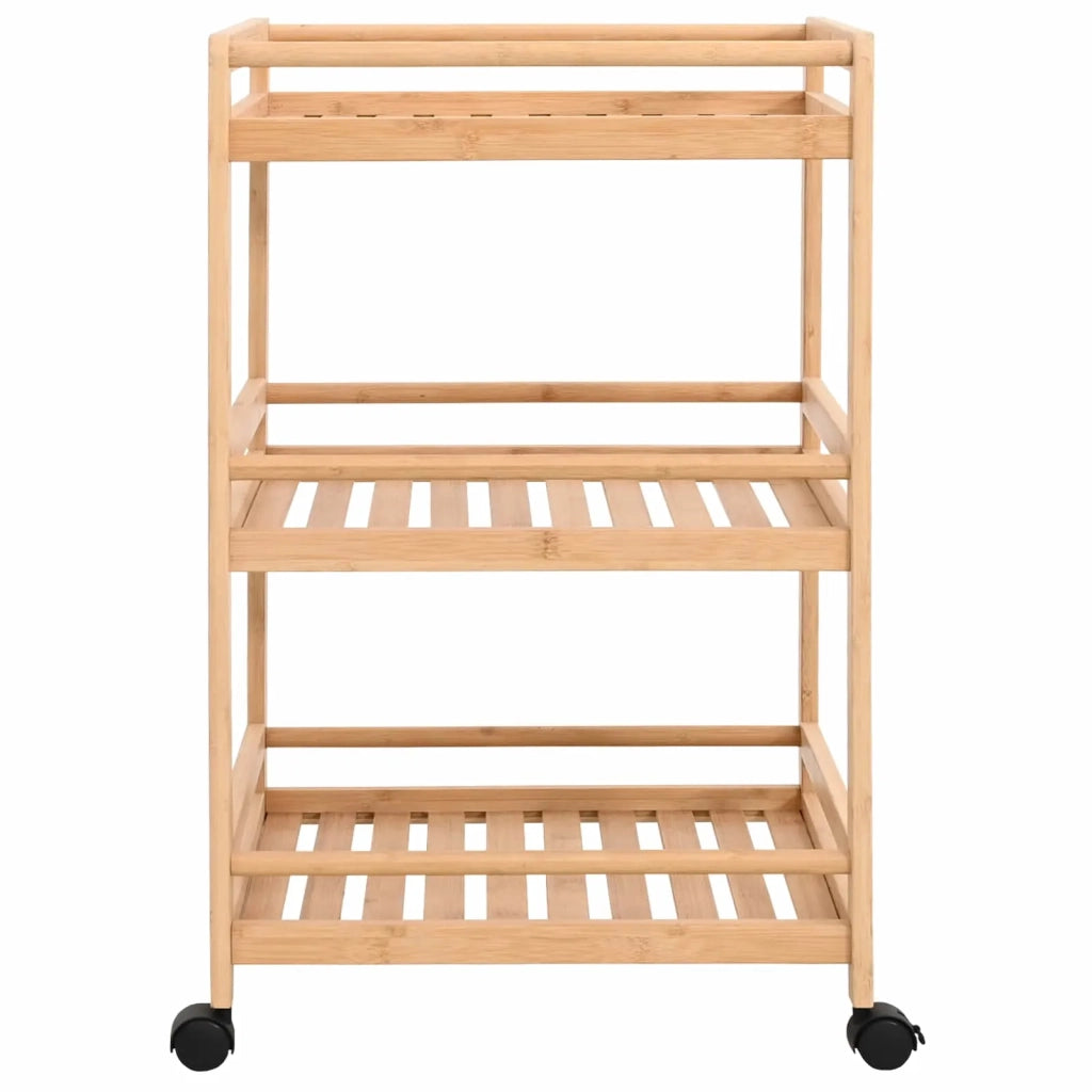 Carrello da Cucina con Ruote Naturale 46 x 38 x 76 cm Bambù