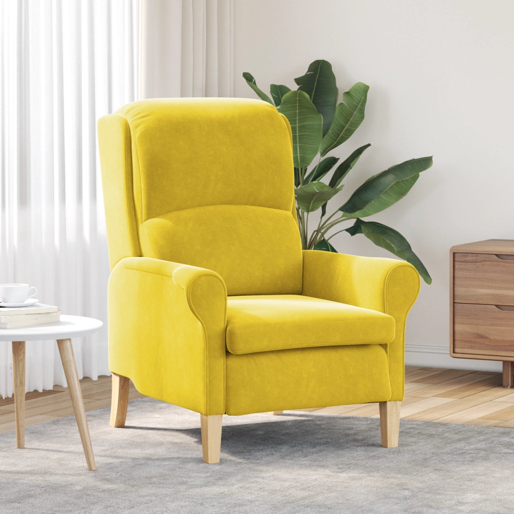 Poltrona Gialla Tessuto, Legno Standard Poltrona Confortevole