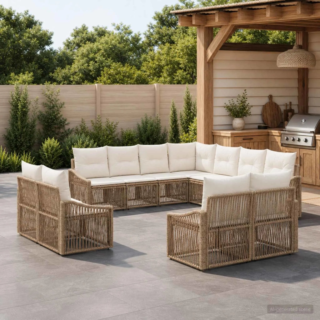 Set Divano da Giardino 11 pz Beige polyrattan 3436176