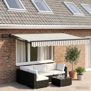 Tenda retrattile manuale con LED Grigio chiaro e bianco 3425967