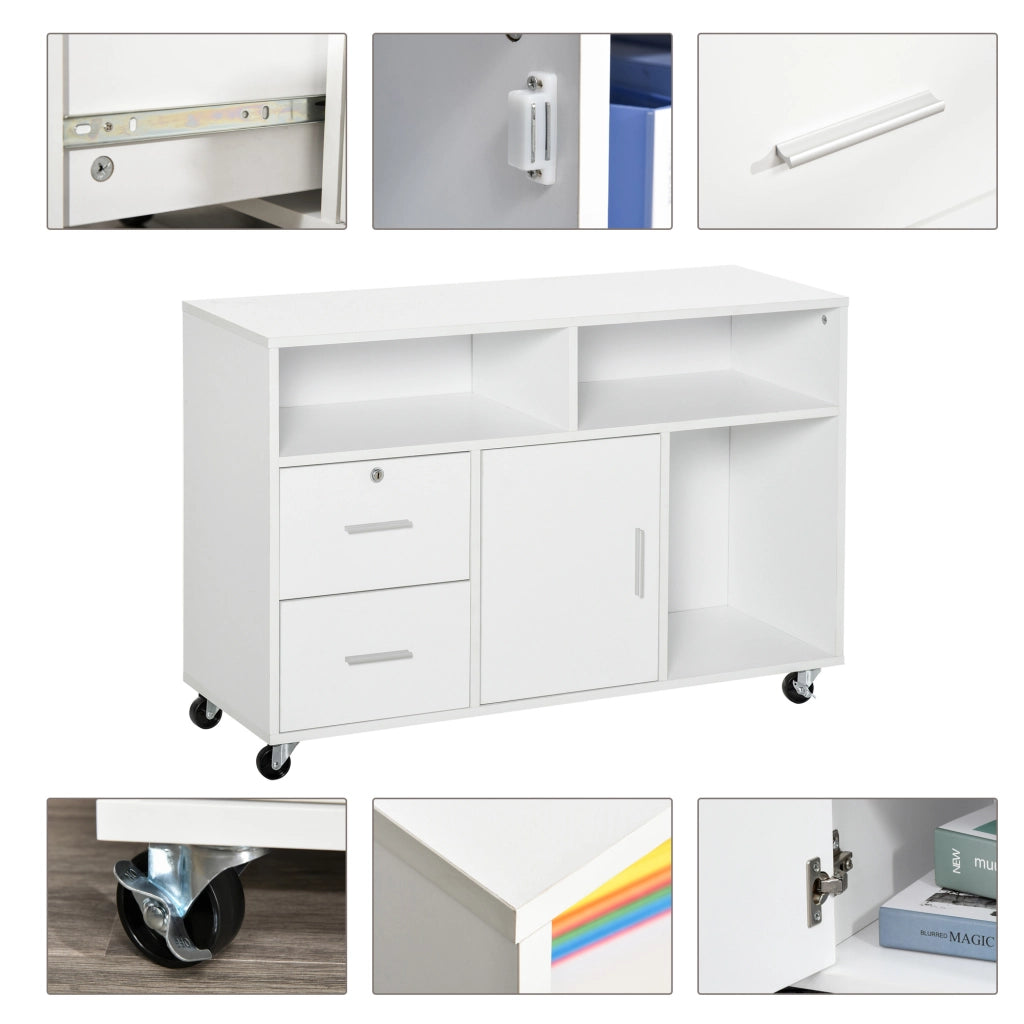 Scrivania con cassetti e ruote ¨C zephmum ¨C bianco 100x35x65 cm