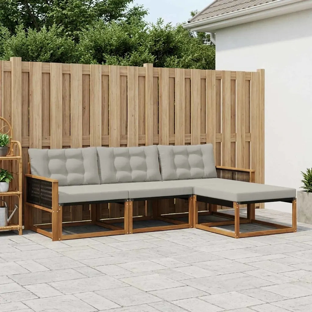 Set di divani da esterno 4 pcs Naturale e Grigio Chiaro 3381343