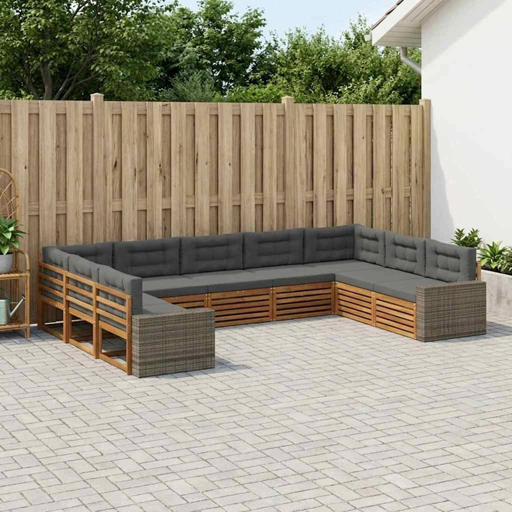 Set di divani da esterno 9 pz Naturale e Antracite 3383850