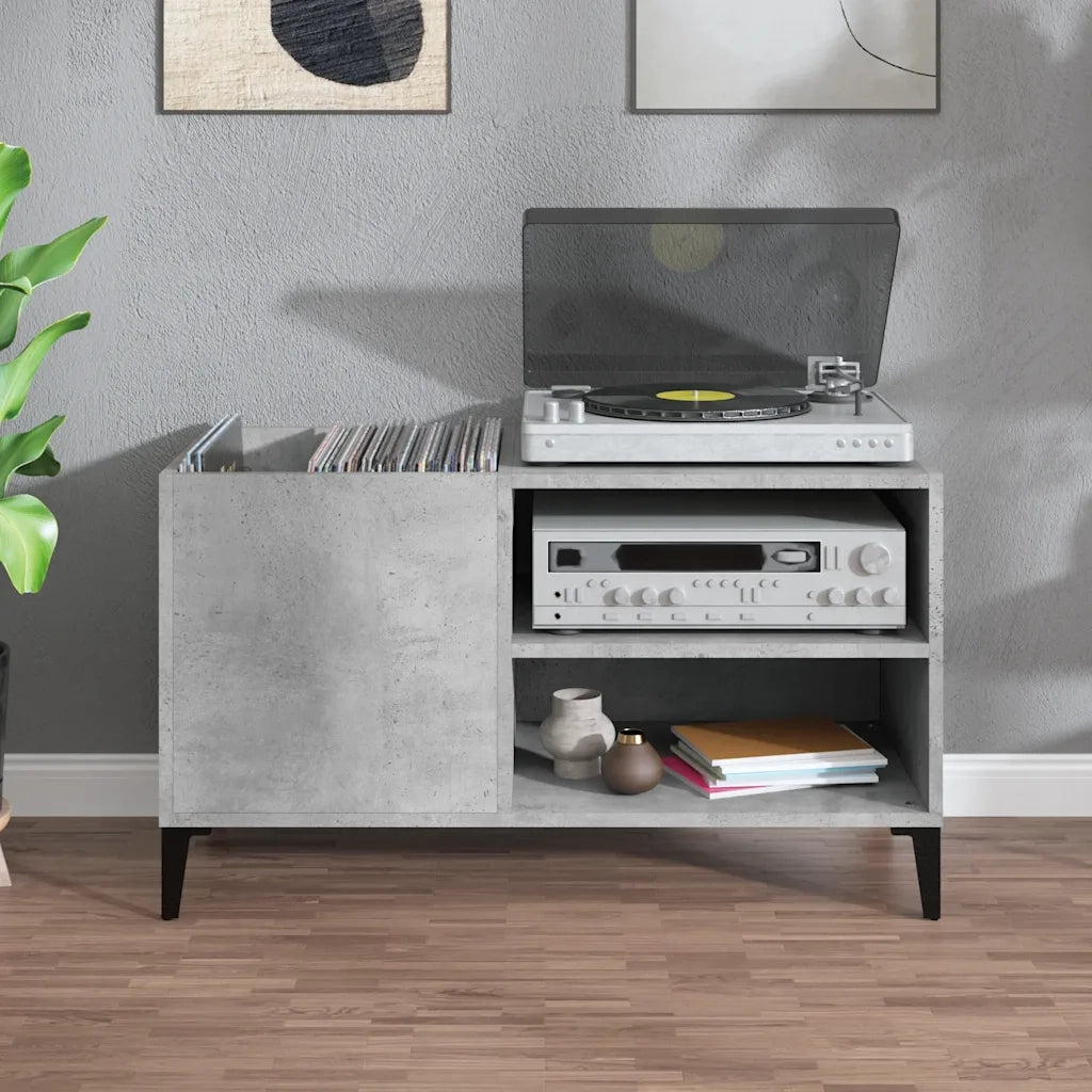 Mobile Porta Dischi Grigio Cemento 84,5x38x48 Legno Multistrato 831953