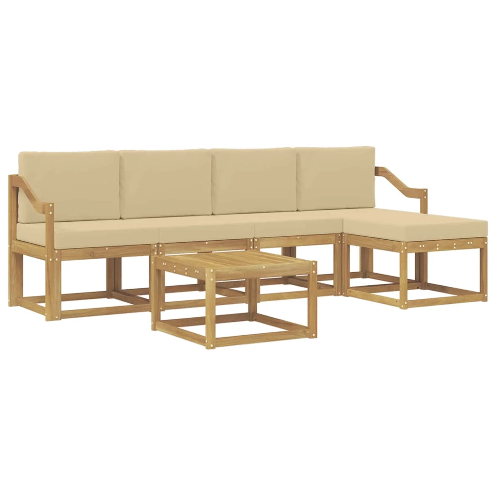 Set di divani da esterno 6 pz Bianco e Beige 3387542