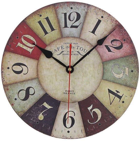 Orologio da parete in MDF con meccanismo silenzioso - design orologio da parete e cucina - prodotto in area di Amsterdam - assenza di tic rumoroso