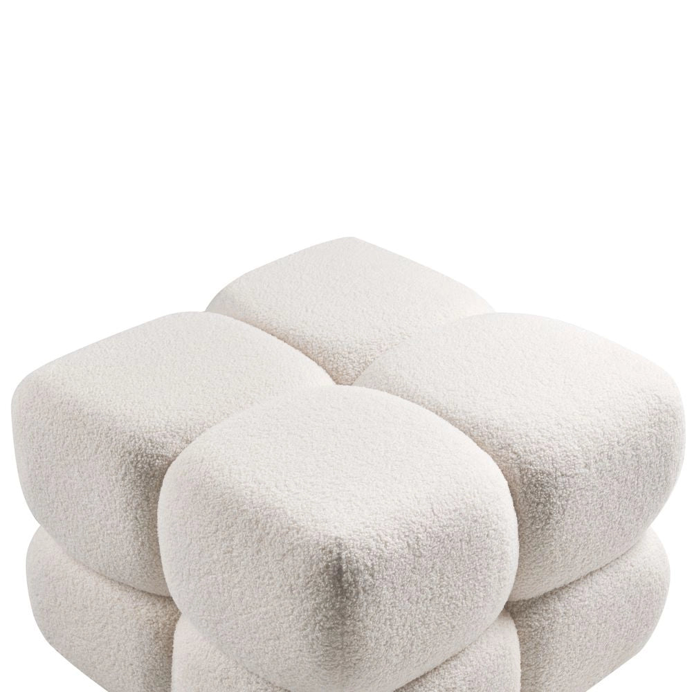 Pouf quadrato moderno grande rotondo poggiapiedi tessuto bouclé camera da letto soggiorno bianco sporco