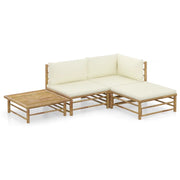 Set Divani da Giardino 4 pz con Cuscini Bianco Crema in BambÃ¹ cod mxl 40004