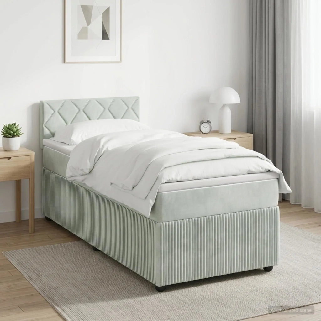 Letto box spring con materasso Grigio Chiaro 100 x 200 cm 3453089