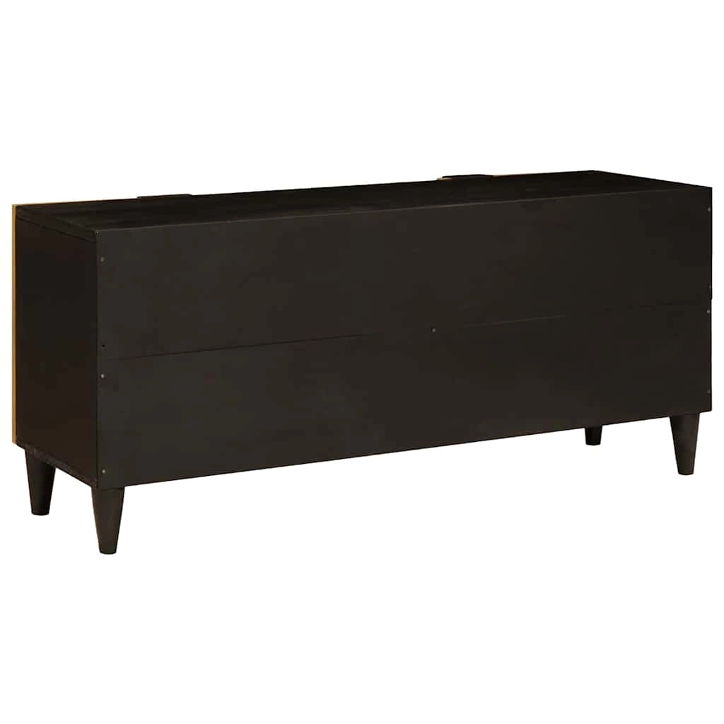 Mobile TV basso moderno ed elegante 105 x 33 x 46 cm con contenitore e ante in legno ingegnerizzato nero 02_0057756