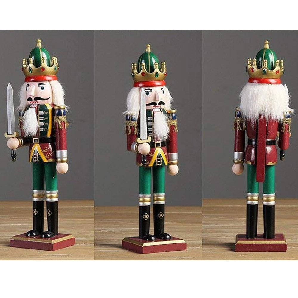 Trade Shop - 4 X Soldato Schiaccianoci Di Natale In Legno 30 Cm Decorazioni Natalizie 4 Pezzi -