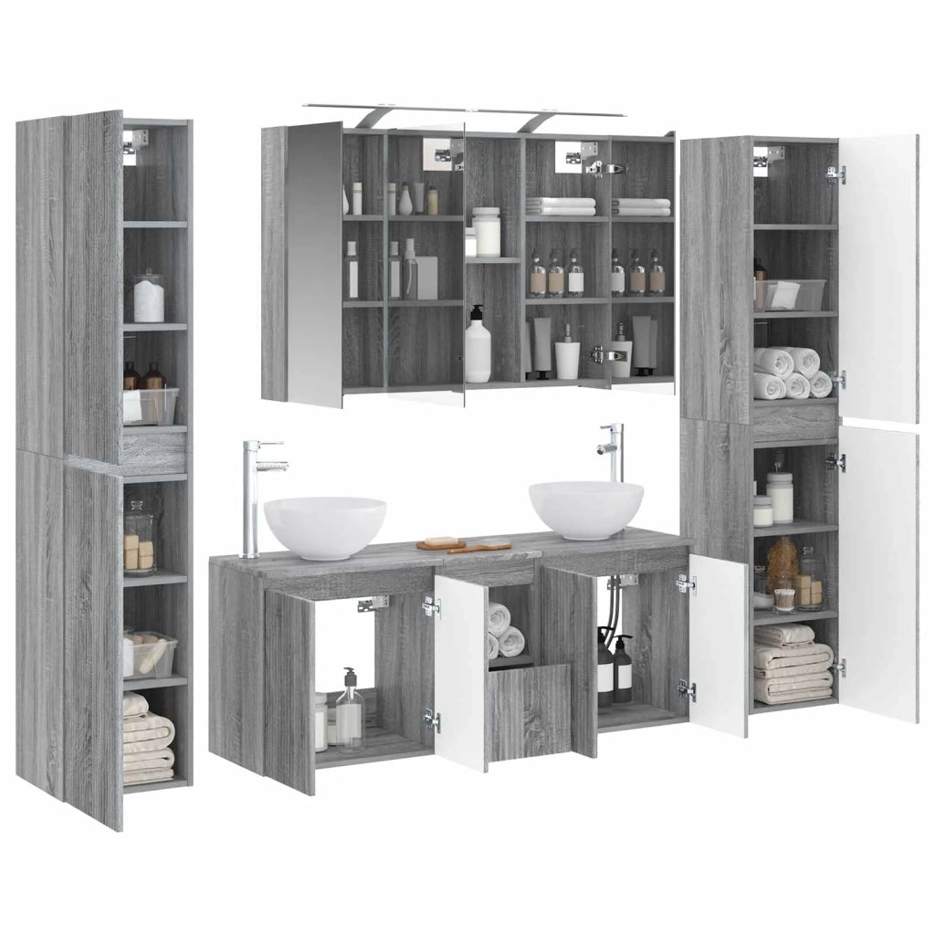 Set di mobili per il bagno 6 pcs Sonoma grigio 3407212
