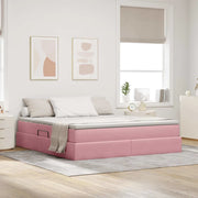 Letto con contenitore e materasso Rosa 180 x 200 cm Velluto