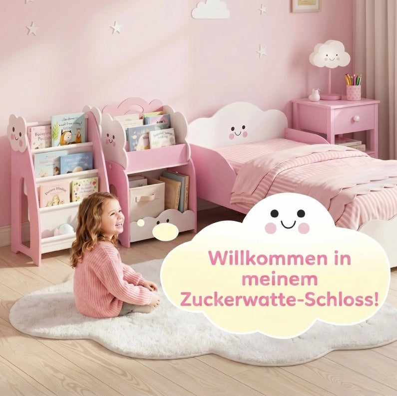 Libreria modulare per bambini 3 in 1 rosa in MDF
