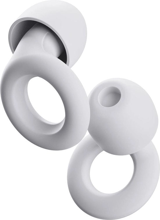 Orecchini di silenziamento per riduzione del rumore - Protezione udito riciclabile per il sonno - Sensibilità al suono - 8 orecchini in XS/S/M/L - SNR 24dB & NRR 14 dempiezza - Bianco