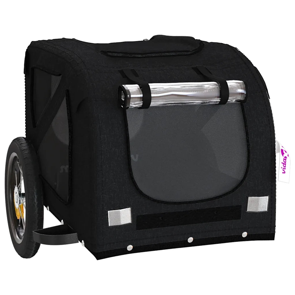 Rimorchio da Bici per Animali Nero Oxford e Ferro CFW3870653