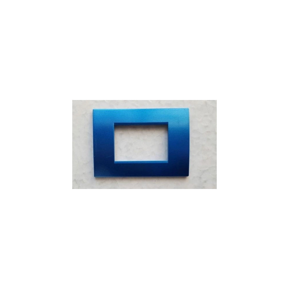 Trade Shop - Placca Placche Placchete Compatibili Living Light In Abs 3 4 7 Posti Colorate - Blu Metallizzato -4 Fori     -