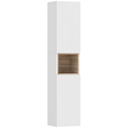 Mobile da Bagno 30x24x140 cm a 2 Ante con Spazio Aperto e Ripiani Regolabili in Legno Bianco
