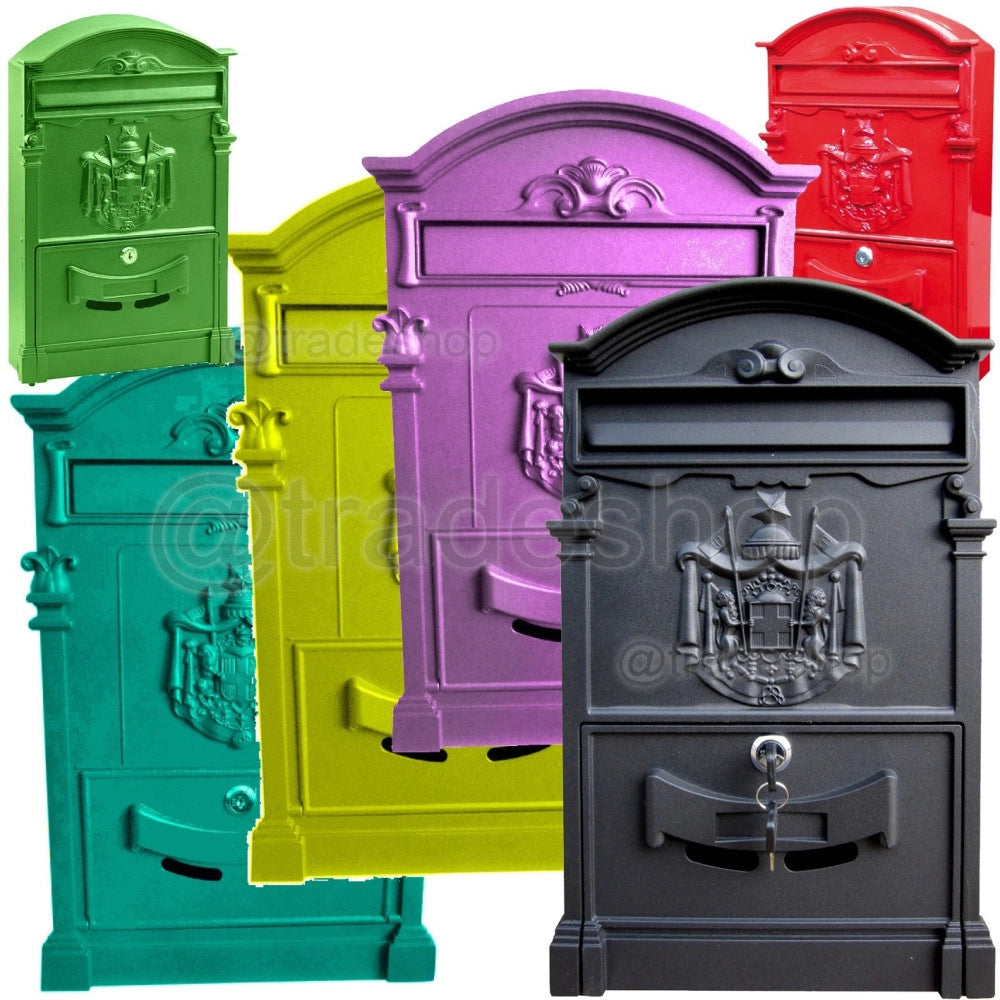 Trade Shop - Cassetta Postale Buca Lettere In Stile Antico Classico In Alluminio Verniciato -