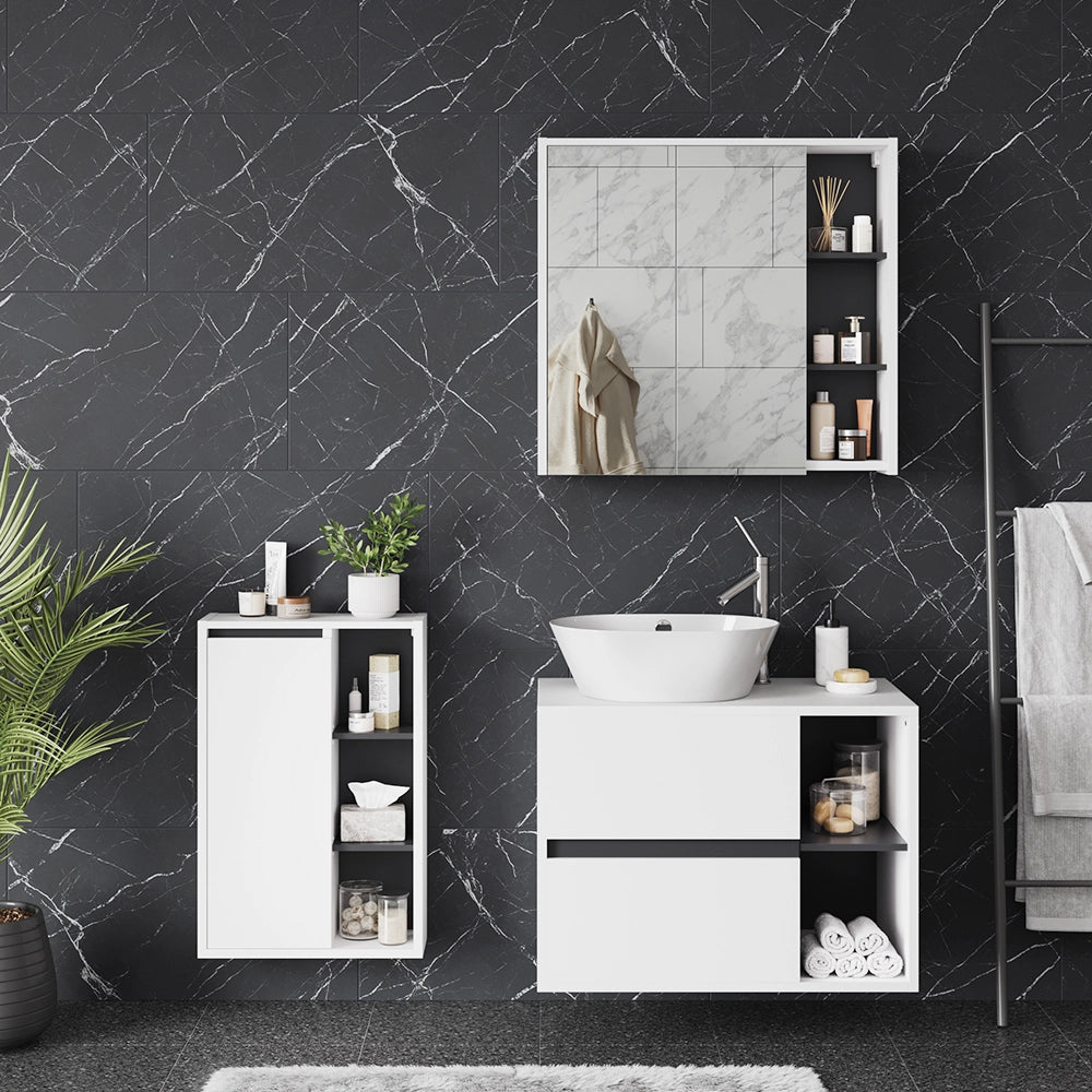 Vicco Set di mobili da bagno Bianco/Grigio 3 parti